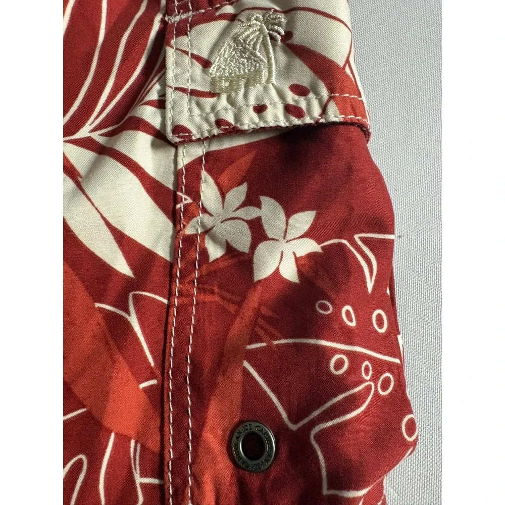 Caribbean Joe Swim Trunks Medium Red Tropical Floral Cargo Board Shorts 7in